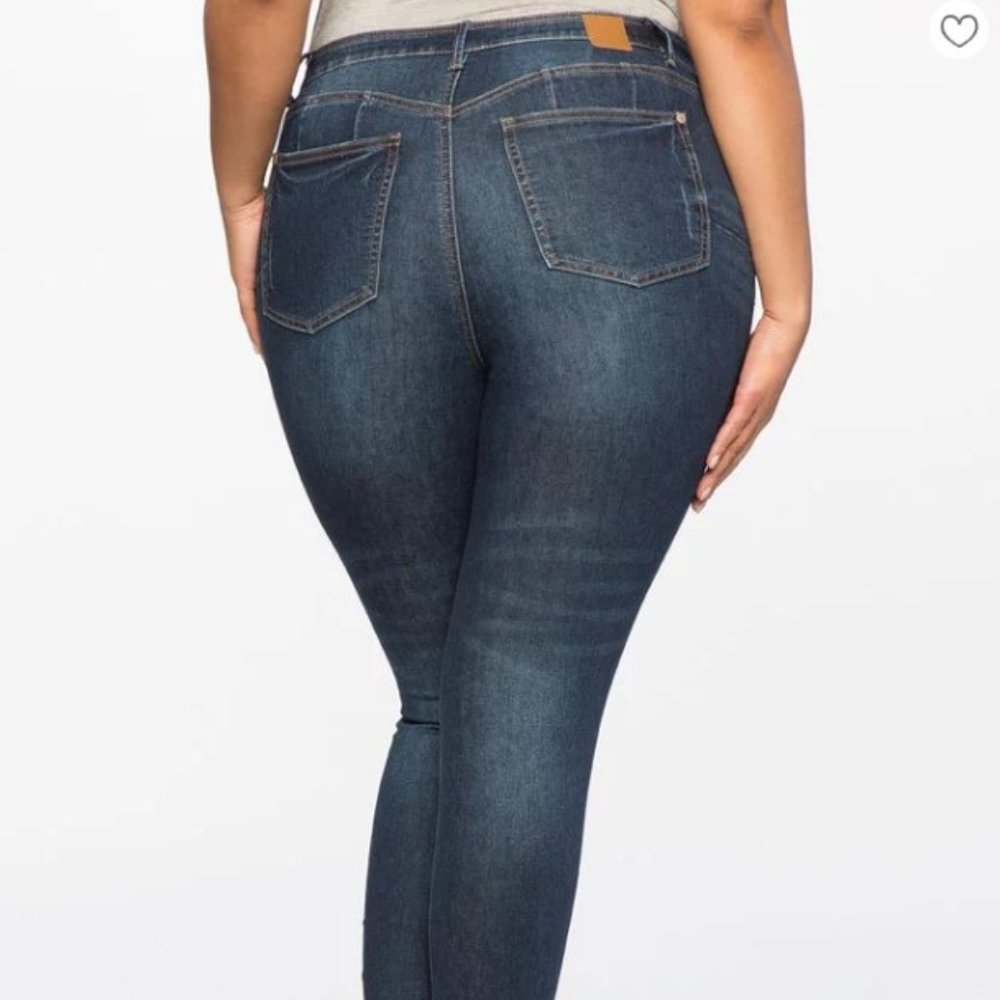 NWT Eloquii Classic Fit Peach Lift Distressed Skinny Jean Size 18 - Picture 3 of 6